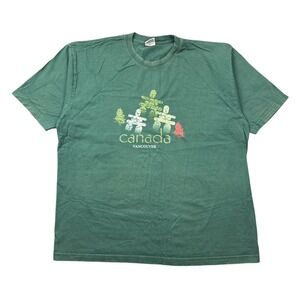 Y2K Vancouver Canada T Shirt Men XL Green Faded Outdoors Destination Graphic Tee
